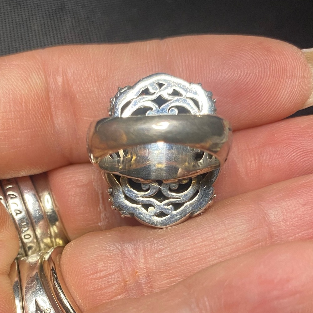 Blue Topaz and Sterling silver .925 ring. 
Size 6
Gorgeous detail. - Picture 8 of 9